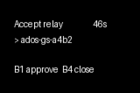Receiver accept window with 46 seconds left and one relay waiting for approval