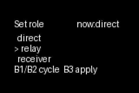 Role picker on the node's panel with direct, relay and receiver, relay selected